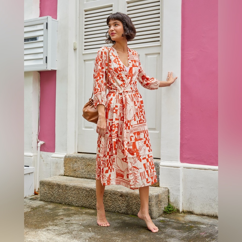 Abstract Print kimono Dress Size S